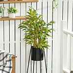 Homcom 2 Pcs Artificial Plants Bamboo Tree In Pot Desk Fake Plants For Home Indoor Outdoor Decor, 15x15x60cm, Green