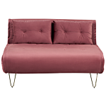 Living Room Set Pink Velvet Single And 2 Seater Sofa Bed With Cushions Metal Hairpin Legs Glamour Beliani