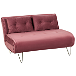 Living Room Set Pink Velvet Single And 2 Seater Sofa Bed With Cushions Metal Hairpin Legs Glamour Beliani