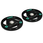 Sportnow Olympic Weight Plates, Tri-grip Barbell Weights Set Rubber Coated With 5cm/2'' Holes For Home Gym Lifting And Strength Training, 2 X 10kg