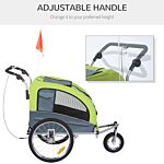 Pawhut Dog Bike Trailer Steel Pet Cart Carrier For Bicycle 360° Rotatable With Reflectors 3 Wheels Push/ Pull/ Brake Water Resistant Green