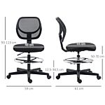 Vinsetto Ergonomic Mesh Standing Desk Chair With Adjustable Footrest Ring And Seat Height Black