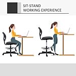 Vinsetto Ergonomic Mesh Standing Desk Chair With Adjustable Footrest Ring And Seat Height Black