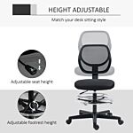 Vinsetto Ergonomic Mesh Standing Desk Chair With Adjustable Footrest Ring And Seat Height Black