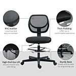 Vinsetto Ergonomic Mesh Standing Desk Chair With Adjustable Footrest Ring And Seat Height Black