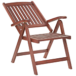 Set Of 2 Garden Chairs Acacia Wood Red Cushion Adjustable Foldable Outdoor Country Rustic Style Beliani