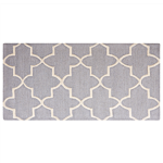 Rug Grey Wool 80 X 150 Cm Trellis Quatrefoil Pattern Hand Tufted Oriental Moroccan Clover Beliani