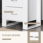 Homcom Bedside Table With 2 Drawers, Nightstand With Handles And Elevated Base, Side Table For Bedroom, Living Room, Set Of 2, White