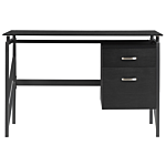 Home Office Desk Black Metal Frame Tempered Glass Top 117 X 57 Cm Storage Drawers Modern Industrial Design Beliani