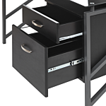 Home Office Desk Black Metal Frame Tempered Glass Top 117 X 57 Cm Storage Drawers Modern Industrial Design Beliani