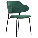 Set Of 2 Dining Chairs Green Fabric Upholstery Black Metal Legs Armless Curved Backrest Modern Contemporary Design Beliani