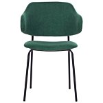 Set Of 2 Dining Chairs Green Fabric Upholstery Black Metal Legs Armless Curved Backrest Modern Contemporary Design Beliani