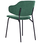 Set Of 2 Dining Chairs Green Fabric Upholstery Black Metal Legs Armless Curved Backrest Modern Contemporary Design Beliani