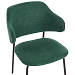 Set Of 2 Dining Chairs Green Fabric Upholstery Black Metal Legs Armless Curved Backrest Modern Contemporary Design Beliani