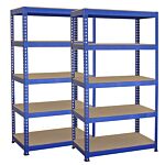 2 X T-rax Blue Metal Racking Units 75cm X 150cm X 30cm