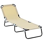 Outsunny Portable Folding Sun Lounger With 5-position Adjustable Backrest Relaxer Recliner With Lightweight Frame Great For Pool Or Sun Bathing Beige
