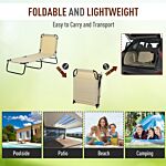 Outsunny Portable Folding Sun Lounger With 5-position Adjustable Backrest Relaxer Recliner With Lightweight Frame Great For Pool Or Sun Bathing Beige