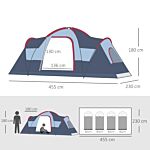 Outsunny 5-6 Man Dome Camping Tent Hiking Shelter Uv Protection Water Resistant Tunnel Sun Shade - Grey