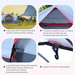 Outsunny 5-6 Man Dome Camping Tent Hiking Shelter Uv Protection Water Resistant Tunnel Sun Shade - Grey