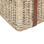 Basket Natural Rattan With Leather Belts And Lid Handmade Mahogany Frame Boho Style Living Room Bedroom Beliani