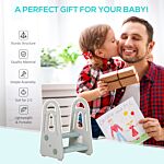 Homcom Two Step Stool For Kids Toddlers Ladder Or Toilet Potty Training Bathroom Sink Bedroom Kitchen Helper With Non-slip Handle And Feet Pad