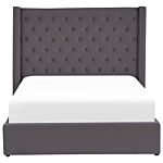 Bed Frame With Storage Grey Velvet Upholstered 4ft6 Eu Double Size High Headboard Beliani