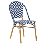 Set Of 4 Garden Chairs Blue And White Pe Rattan Seat Aluminium Frame Indoor Outdoor Set Beliani