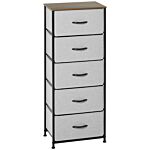 Homcom Chest Of Drawers, Fabric Storage Drawers, Industrial Bedroom Dresser W/5 Fabric Drawers, Steel Frame, Wooden Top For Nursery, Living Room Grey