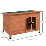 Pawhut Wooden Dog Kennel, Outdoor Pet House, With Removable Floor, Openable Roof, Water-resistant Paint - Natural Wood Tone