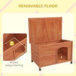 Pawhut Wooden Dog Kennel, Outdoor Pet House, With Removable Floor, Openable Roof, Water-resistant Paint - Natural Wood Tone