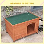 Pawhut Wooden Dog Kennel, Outdoor Pet House, With Removable Floor, Openable Roof, Water-resistant Paint - Natural Wood Tone