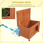 Pawhut Wooden Dog Kennel, Outdoor Pet House, With Removable Floor, Openable Roof, Water-resistant Paint - Natural Wood Tone