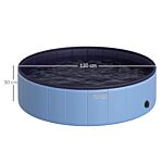 Pawhut Pet Swimming Pool, Foldable, 120 Cm Diameter-blue