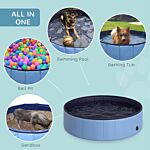 Pawhut Pet Swimming Pool, Foldable, 120 Cm Diameter-blue