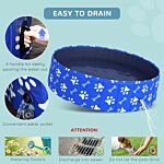 Pawhut Dog Swimming Pool Foldable Pet Bathing Shower Tub Padding Pool Dog Cat Puppy Washer Indoor/outdoor Φ120 × 30h Cm M Sized