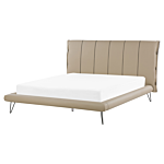 Bedroom Set Beige Eu King Size 5ft3 Bed 2 Bedside Tables Bed Bench Modern Headboard Beliani