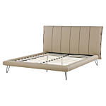 Bedroom Set Beige Eu King Size 5ft3 Bed 2 Bedside Tables Bed Bench Modern Headboard Beliani