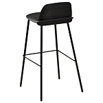 Set Of 4 Bar Stools Black Plastic Seat Metal Legs 90 Cm Synthetic Counter Kitchen Chair Modern Beliani