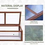 Outsunny Wooden Framed Polycarbonate Cold Frame Greenhouse For Plants Outdoor With Openable & Tilted Top Cover, Pc Board, Brown, 100 X 65 X 40cm