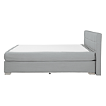 Eu Double Size Divan Bed Grey Fabric Upholstered 4ft6 Frame With Tufted Headboard And Pocket Spring Mattress Beliani