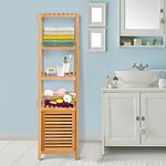 Homcom 140cm Storage Unit Freestanding Cabinet W/ 3 Shelves Cupboard Bathroom Kitchen Home Tall Utility Organiser