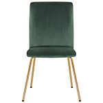 Set Of 2 Dining Chairs Green Velvet Armless Gold Metal Legs Retro Glam Beliani