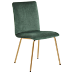 Set Of 2 Dining Chairs Green Velvet Armless Gold Metal Legs Retro Glam Beliani