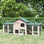 Pawhut Deluxe Wooden Rabbit Hutch Bunny Cage House W/ Ladder Outdoor Run