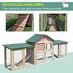 Pawhut Deluxe Wooden Rabbit Hutch Bunny Cage House W/ Ladder Outdoor Run