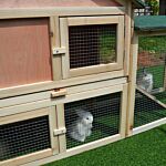 Pawhut Deluxe Wooden Rabbit Hutch Bunny Cage House W/ Ladder Outdoor Run