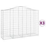 Vidaxl Arched Gabion Baskets 3 Pcs 200x50x140/160 Cm Galvanised Iron