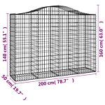 Vidaxl Arched Gabion Baskets 3 Pcs 200x50x140/160 Cm Galvanised Iron