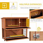 Pawhut 2 Tier Antiseptic Wood Rabbit Hutch With Run Outdoor Orange