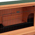 Pawhut 2 Tier Antiseptic Wood Rabbit Hutch With Run Outdoor Orange